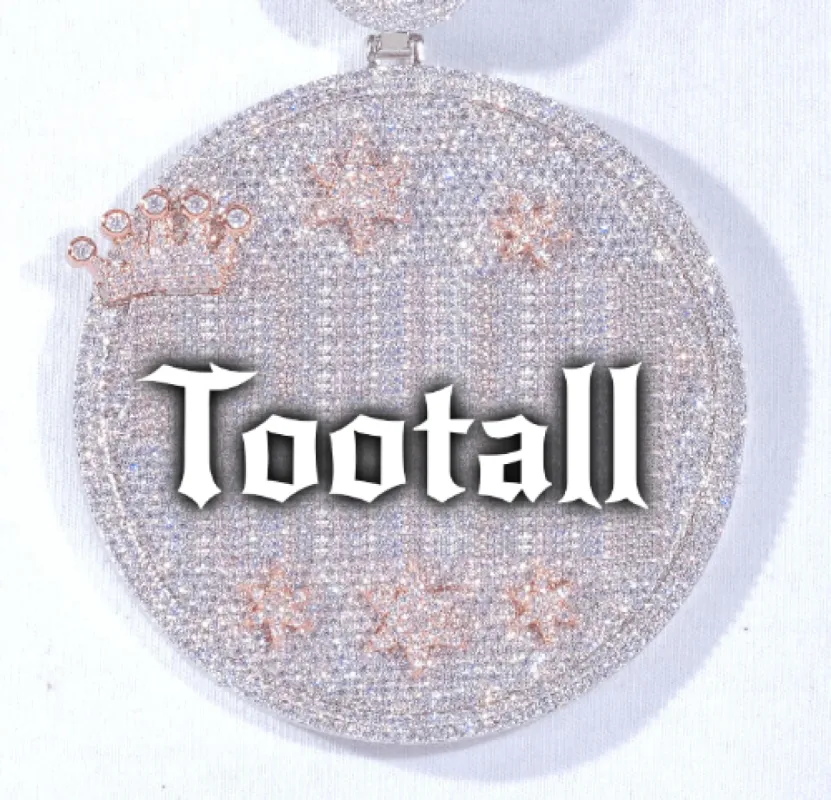 CUSTOM LETTER NECKLACE 3D BIG CROWN DISC sold by The GUU Shop