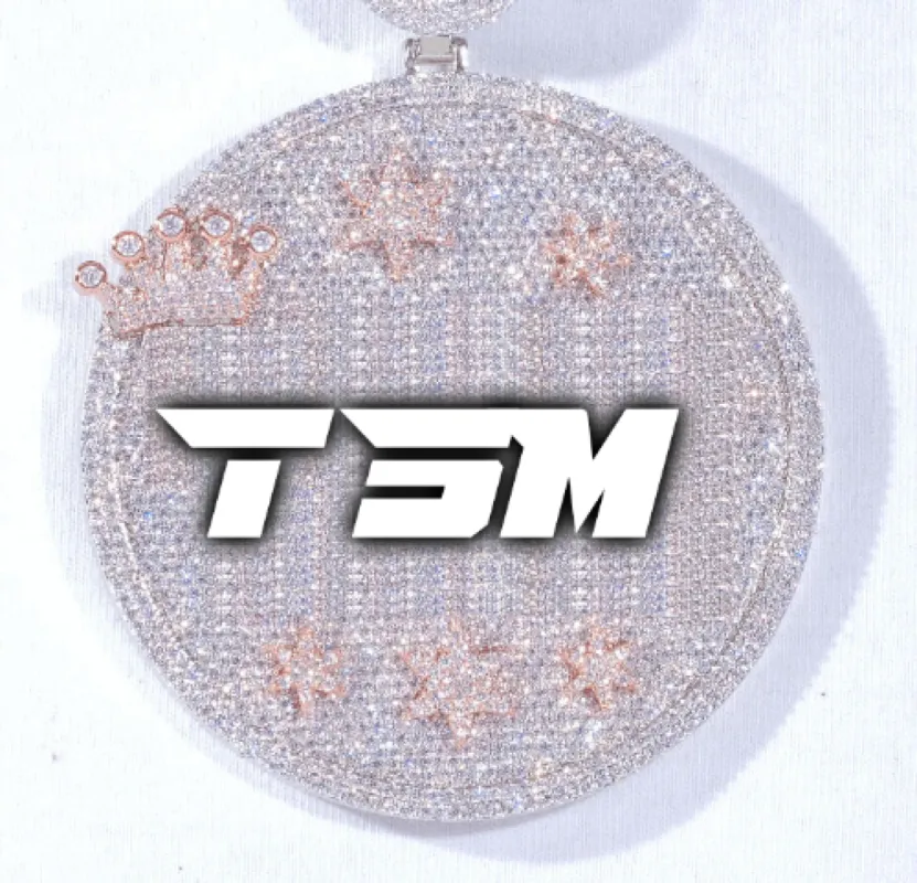 CUSTOM LETTER NECKLACE 3D BIG CROWN DISC sold by The GUU Shop