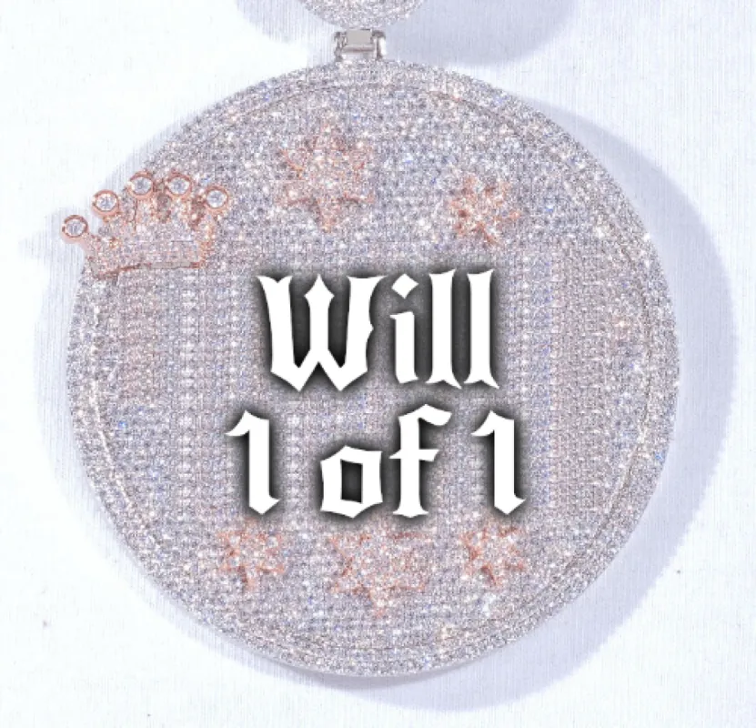 CUSTOM LETTER NECKLACE 3D BIG CROWN DISC sold by The GUU Shop