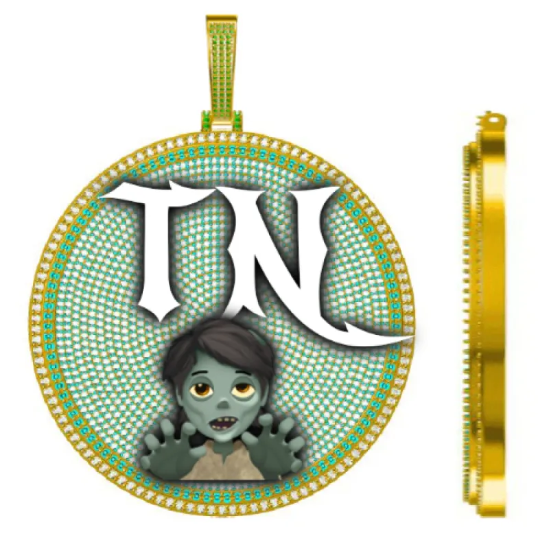 CUSTOM LETTER NECKLACE 3D BIG DISC sold by The GUU Shop