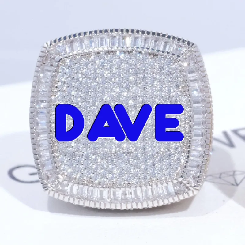 CUSTOM LETTER 3D ICED RING made by The GUU Shop