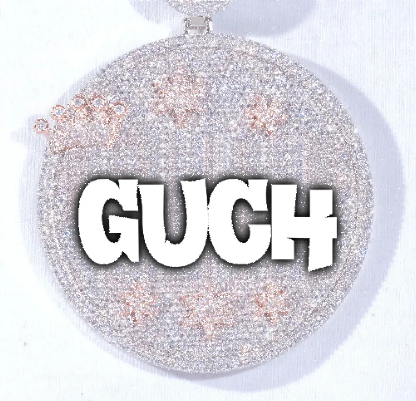 CUSTOM LETTER NECKLACE 3D BIG CROWN DISC made by The GUU Shop