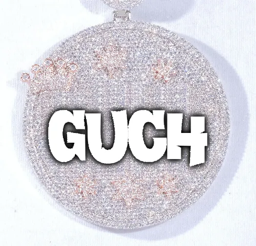 CUSTOM LETTER NECKLACE 3D BIG CROWN DISC sold by The GUU Shop