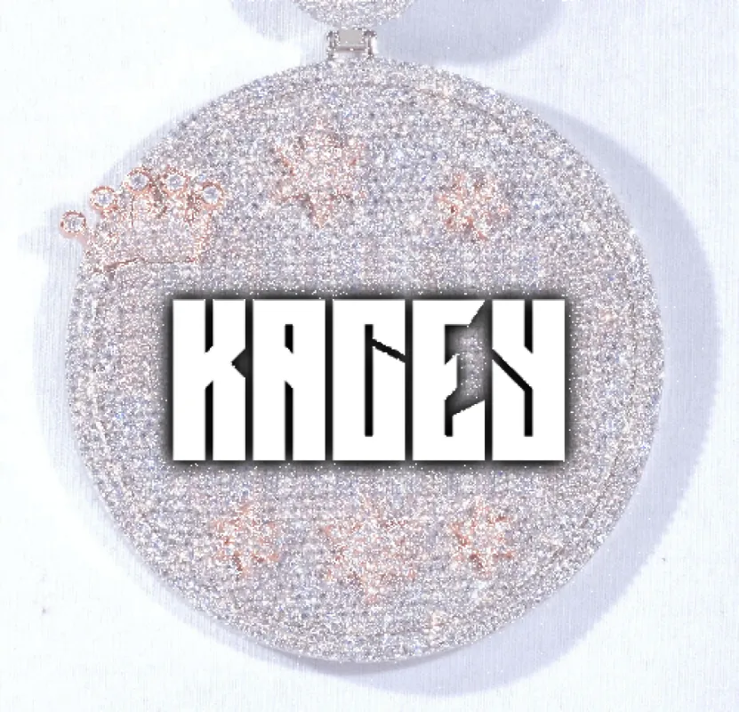 CUSTOM LETTER NECKLACE 3D BIG CROWN DISC sold by The GUU Shop