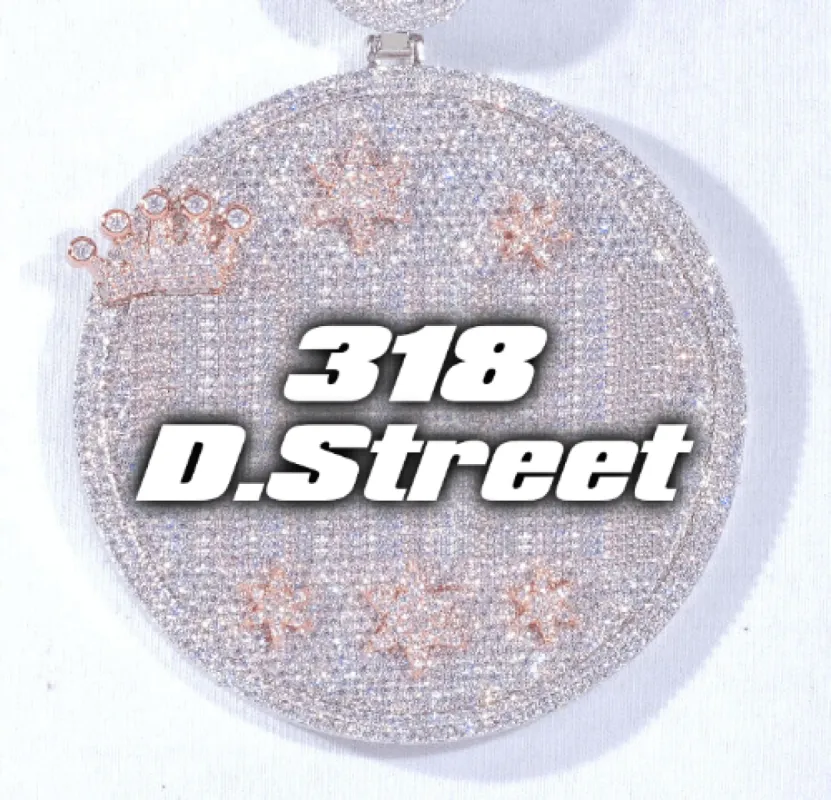 CUSTOM LETTER NECKLACE 3D BIG CROWN DISC sold by The GUU Shop