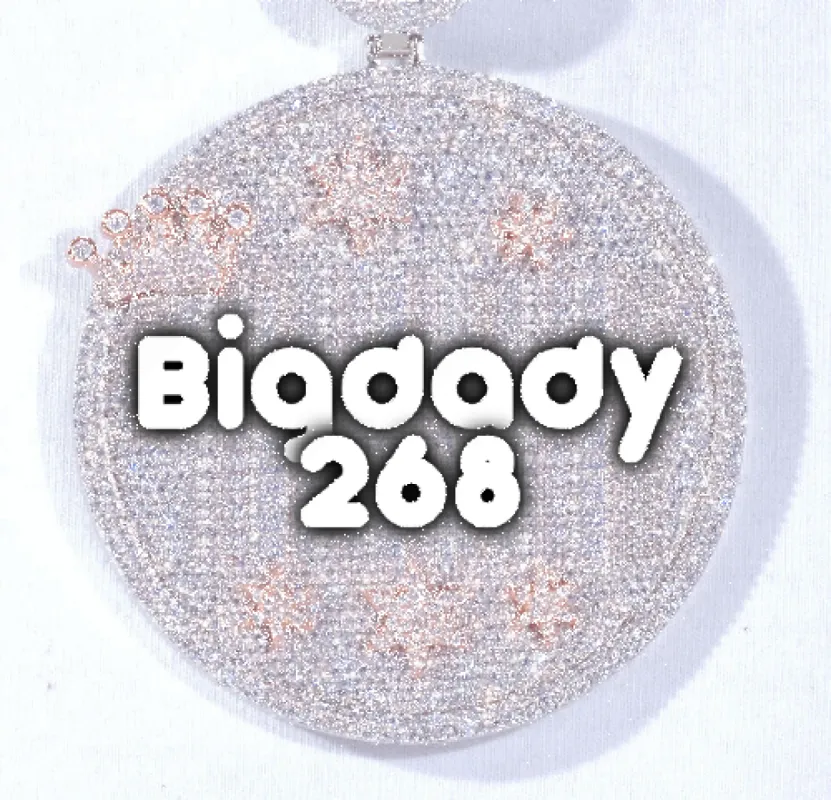 CUSTOM LETTER NECKLACE 3D BIG CROWN DISC sold by The GUU Shop