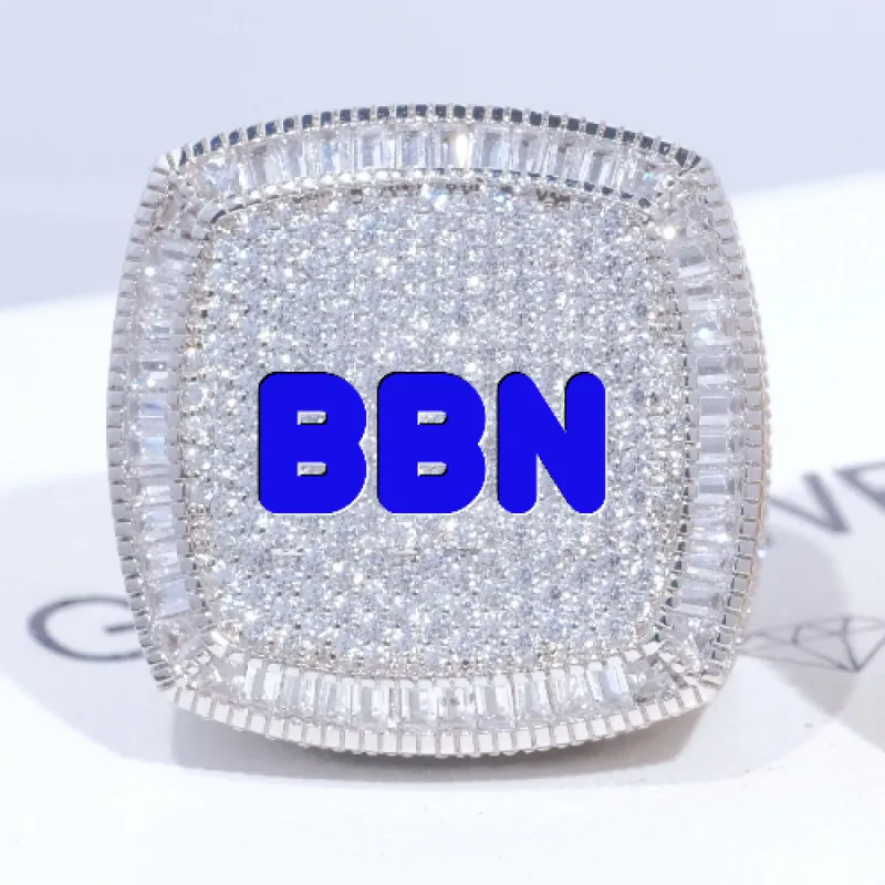 CUSTOM LETTER 3D ICED RING sold by The GUU Shop