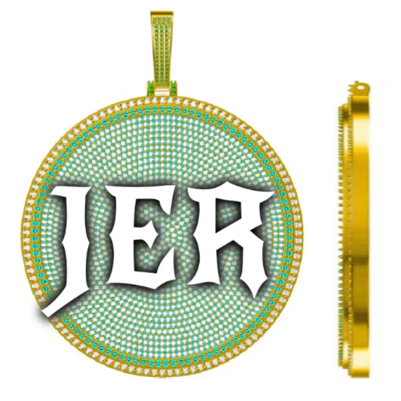 CUSTOM LETTER NECKLACE 3D BIG DISC sold by The GUU Shop