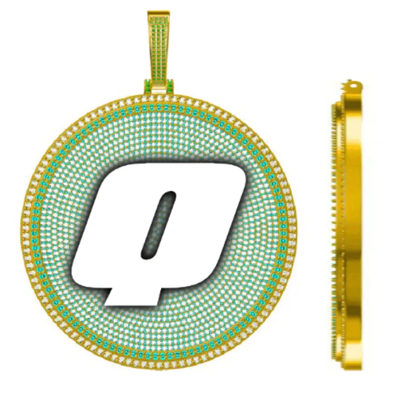 CUSTOM LETTER NECKLACE 3D BIG DISC sold by The GUU Shop