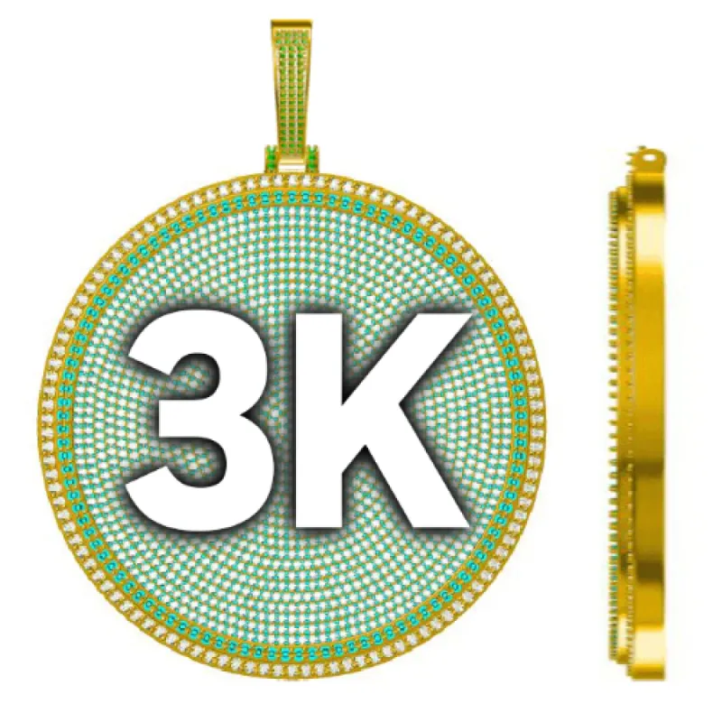 CUSTOM LETTER NECKLACE 3D BIG DISC sold by The GUU Shop