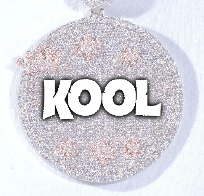 CUSTOM LETTER NECKLACE 3D BIG CROWN DISC sold by The GUU Shop