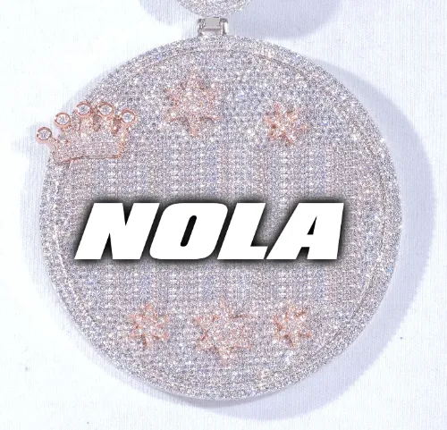 CUSTOM LETTER NECKLACE 3D BIG CROWN DISC sold by The GUU Shop