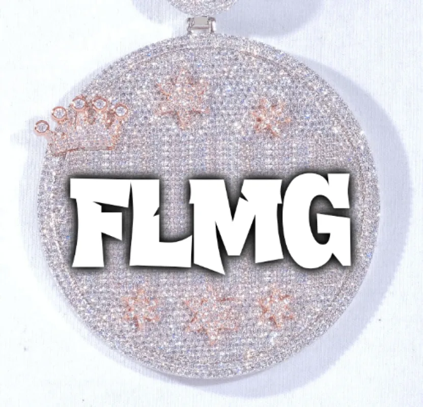 CUSTOM LETTER NECKLACE 3D BIG CROWN DISC sold by The GUU Shop