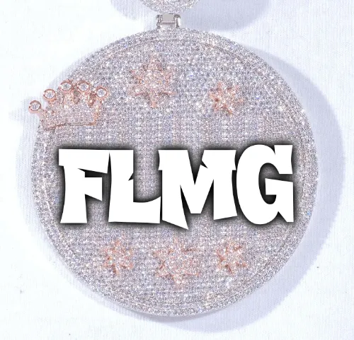 CUSTOM LETTER NECKLACE 3D BIG CROWN DISC sold by The GUU Shop