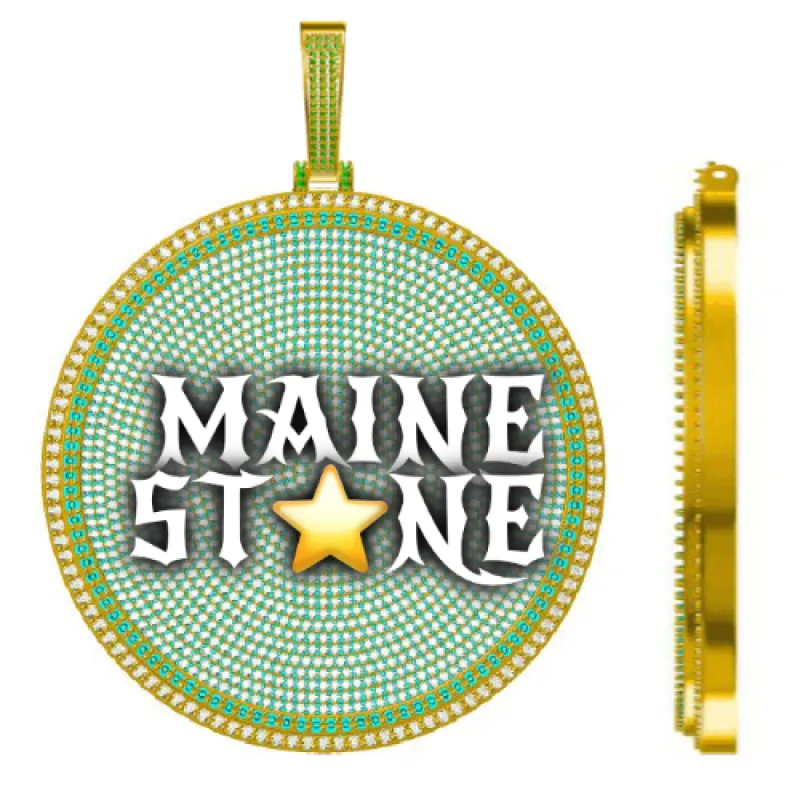 CUSTOM LETTER NECKLACE 3D BIG DISC sold by The GUU Shop