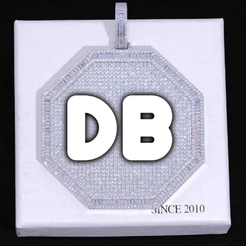 CUSTOM LETTER NECKLACE 3D BIG OCTAGON sold by The GUU Shop