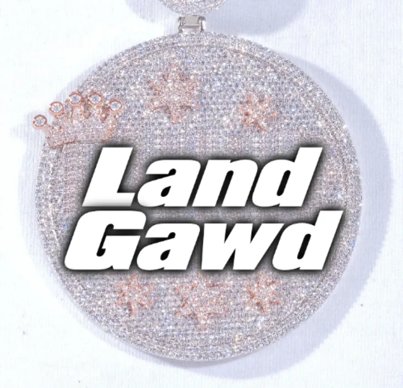 CUSTOM LETTER NECKLACE 3D BIG CROWN DISC sold by The GUU Shop