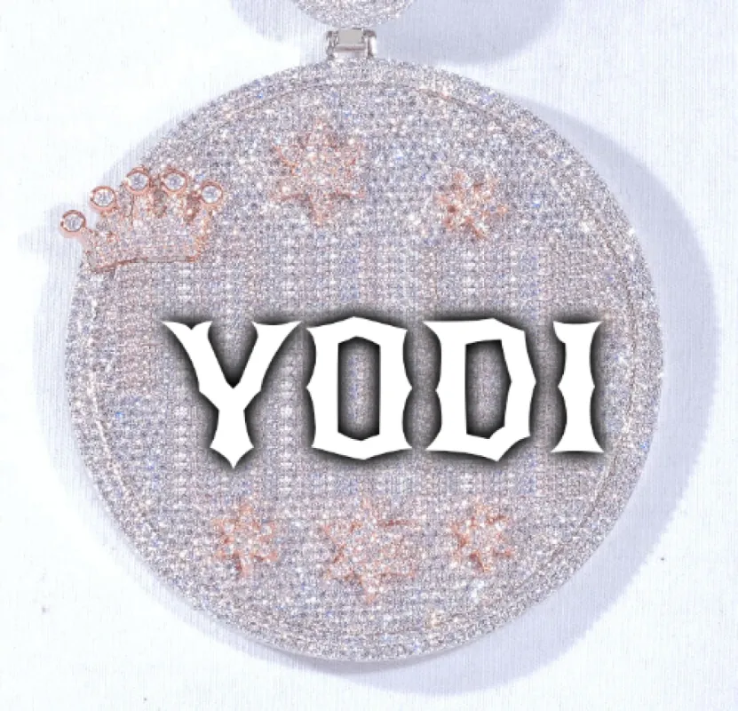 CUSTOM LETTER NECKLACE 3D BIG CROWN DISC sold by The GUU Shop