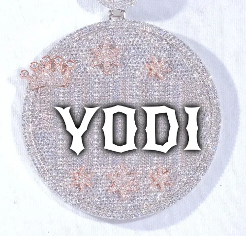 CUSTOM LETTER NECKLACE 3D BIG CROWN DISC sold by The GUU Shop