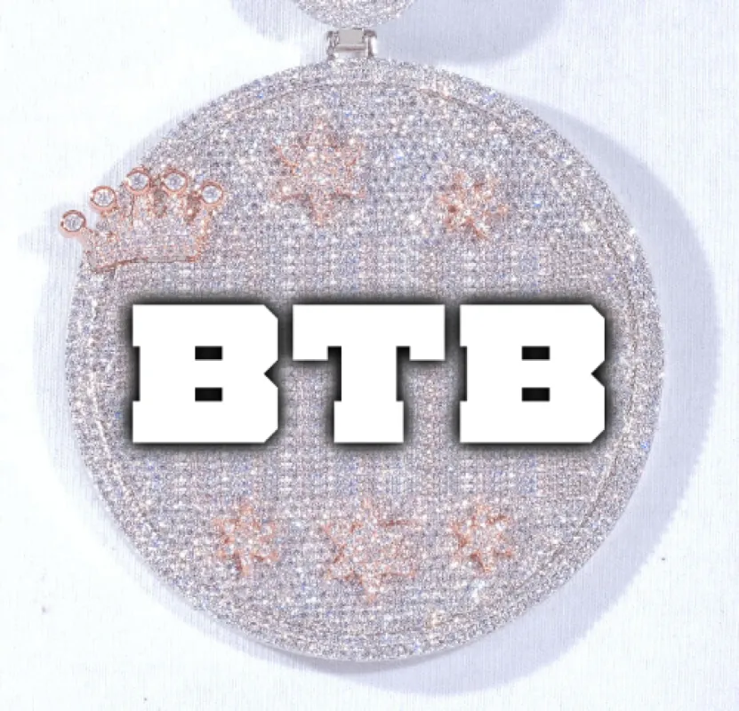 CUSTOM LETTER NECKLACE 3D BIG CROWN DISC sold by The GUU Shop