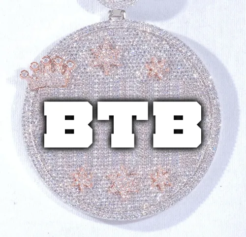 CUSTOM LETTER NECKLACE 3D BIG CROWN DISC sold by The GUU Shop