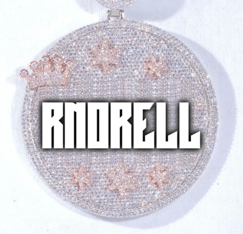 CUSTOM LETTER NECKLACE 3D BIG CROWN DISC sold by The GUU Shop