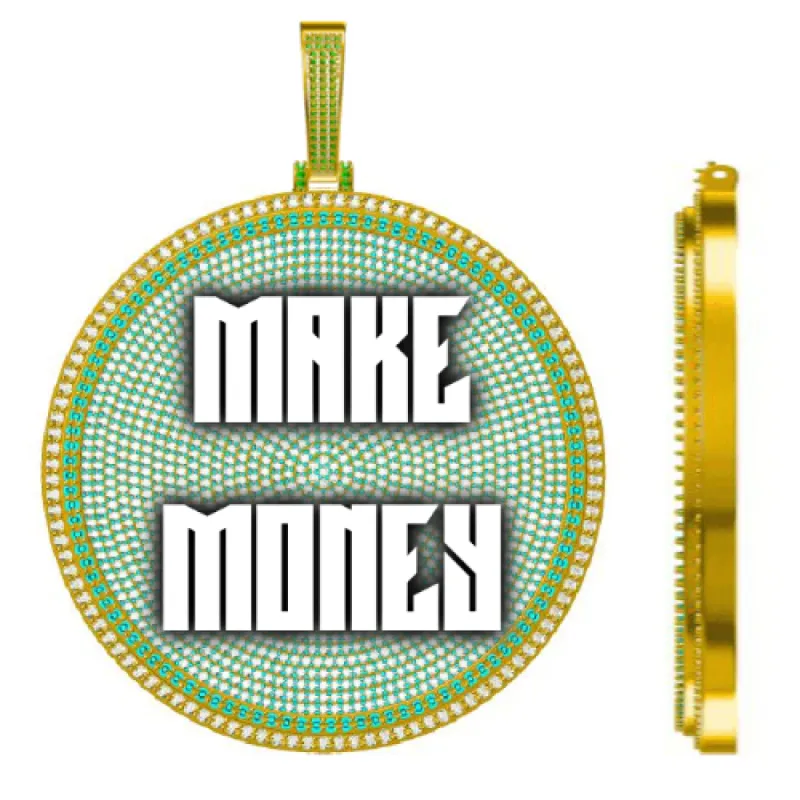 CUSTOM LETTER NECKLACE 3D BIG DISC sold by The GUU Shop