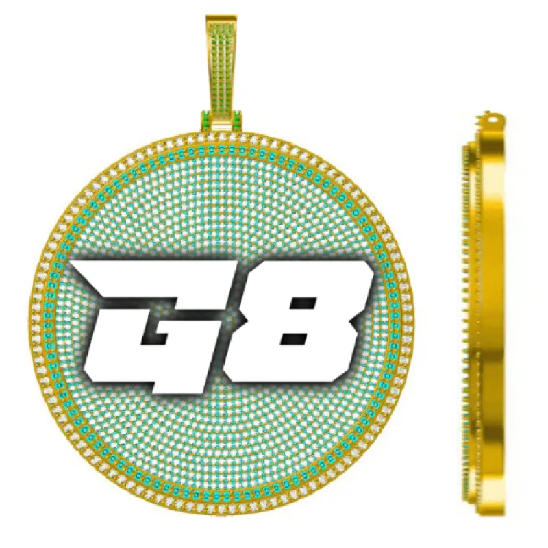 CUSTOM LETTER NECKLACE 3D BIG DISC sold by The GUU Shop