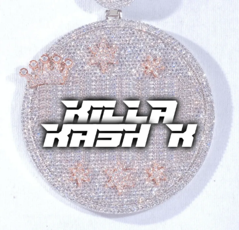 CUSTOM LETTER NECKLACE 3D BIG CROWN DISC sold by The GUU Shop