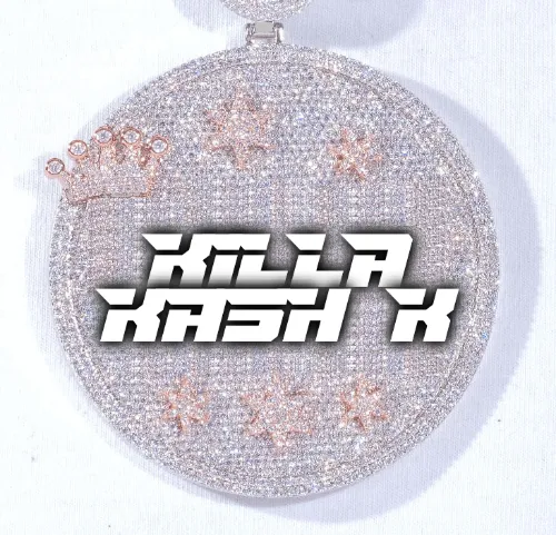 CUSTOM LETTER NECKLACE 3D BIG CROWN DISC sold by The GUU Shop