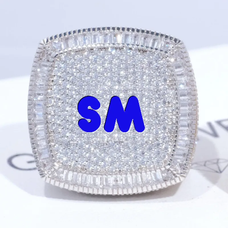 CUSTOM LETTER 3D ICED RING sold by The GUU Shop