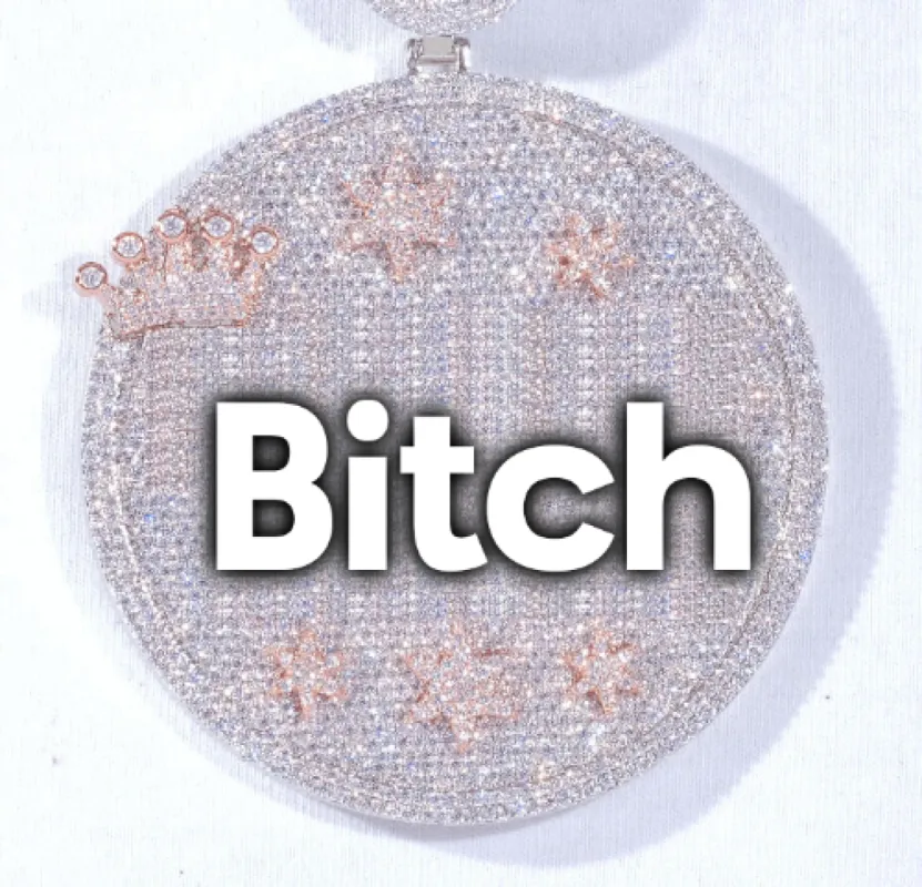 CUSTOM LETTER NECKLACE 3D BIG CROWN DISC sold by The GUU Shop