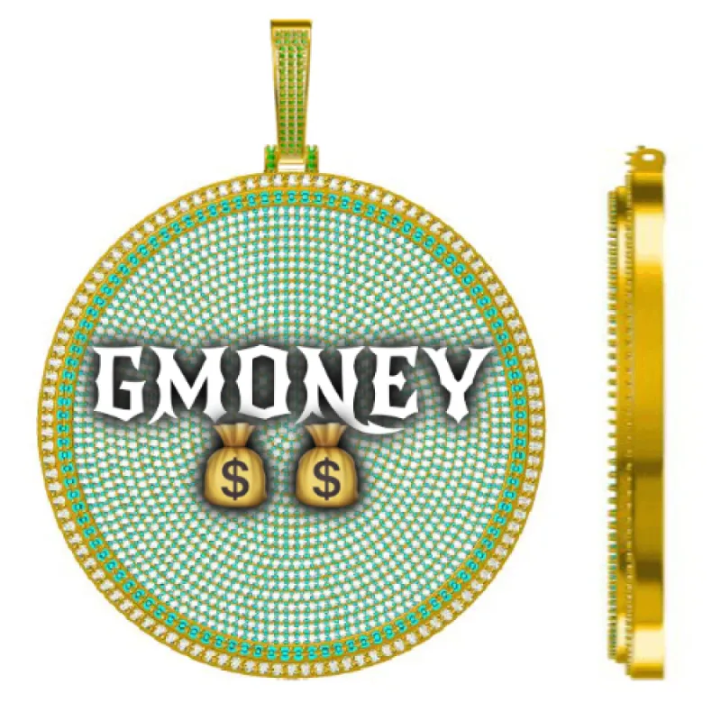 CUSTOM LETTER NECKLACE 3D BIG DISC sold by The GUU Shop