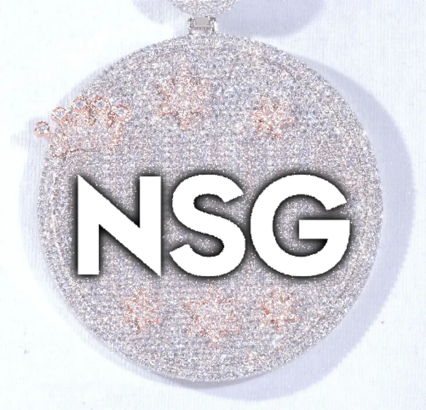 CUSTOM LETTER NECKLACE 3D BIG CROWN DISC sold by The GUU Shop