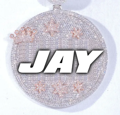 CUSTOM LETTER NECKLACE 3D BIG CROWN DISC sold by The GUU Shop