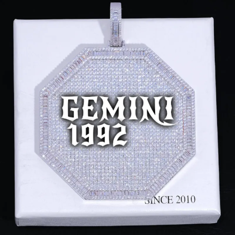 CUSTOM LETTER NECKLACE 3D BIG OCTAGON sold by The GUU Shop