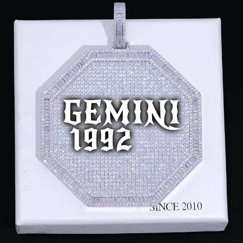 CUSTOM LETTER NECKLACE 3D BIG OCTAGON sold by The GUU Shop