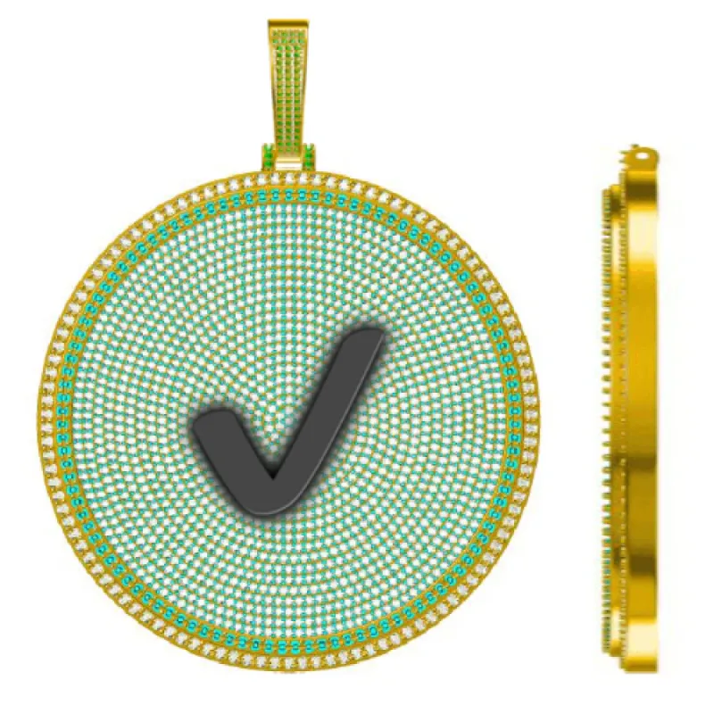 CUSTOM LETTER NECKLACE 3D BIG DISC sold by The GUU Shop