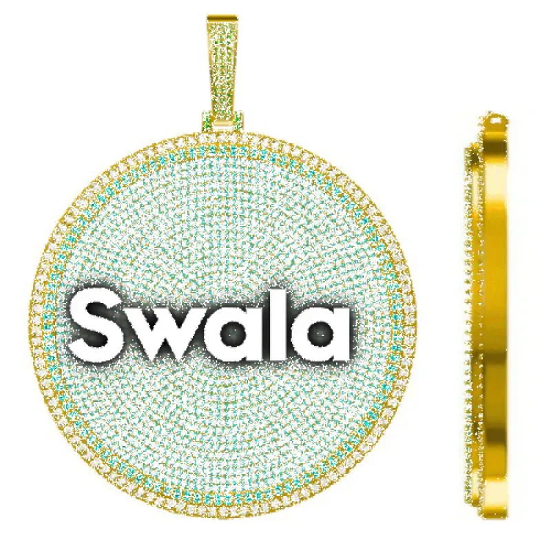 CUSTOM LETTER NECKLACE 3D BIG DISC sold by The GUU Shop