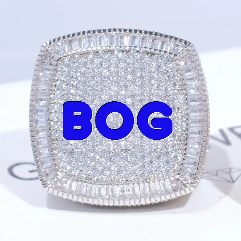 CUSTOM LETTER 3D ICED RING sold by The GUU Shop