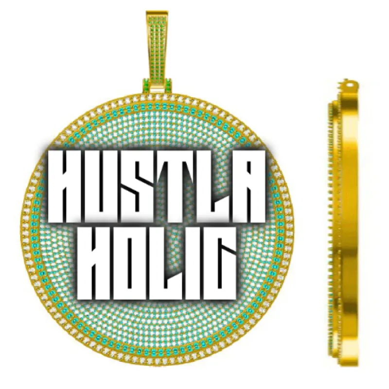 CUSTOM LETTER NECKLACE 3D BIG DISC sold by The GUU Shop