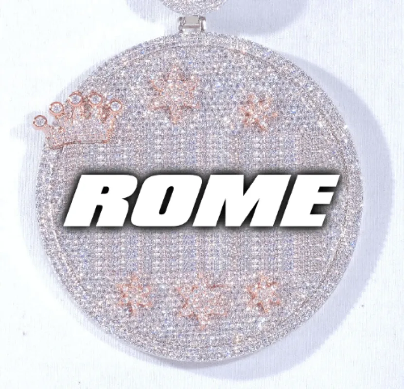 CUSTOM LETTER NECKLACE 3D BIG CROWN DISC sold by The GUU Shop