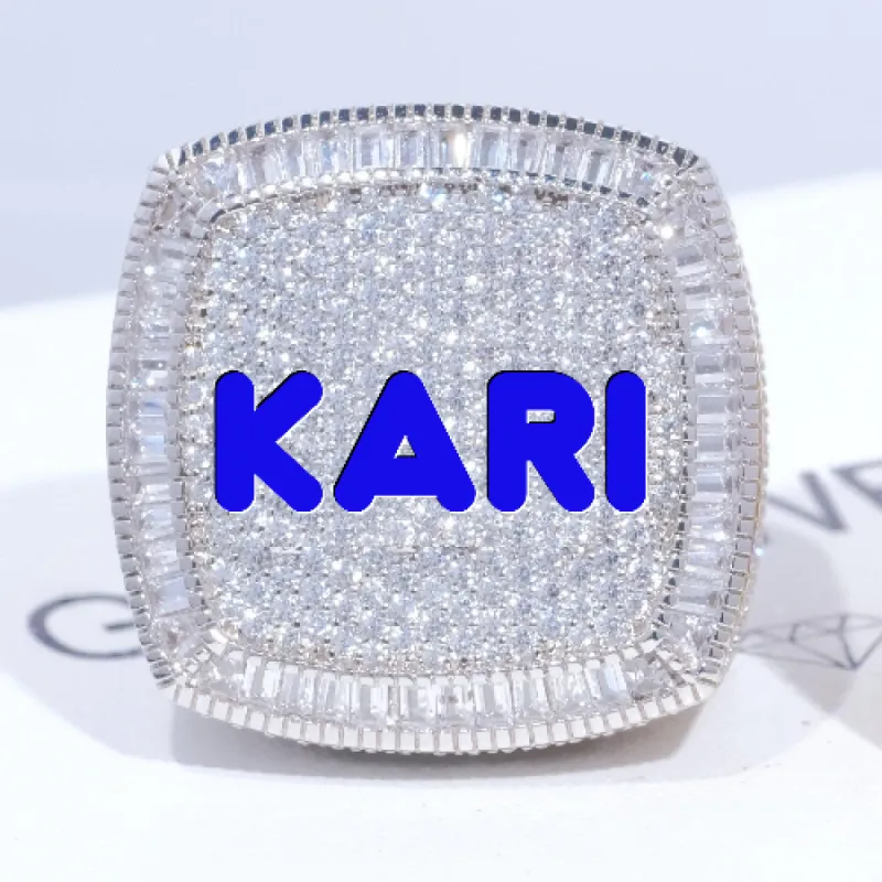 CUSTOM LETTER 3D ICED RING sold by The GUU Shop