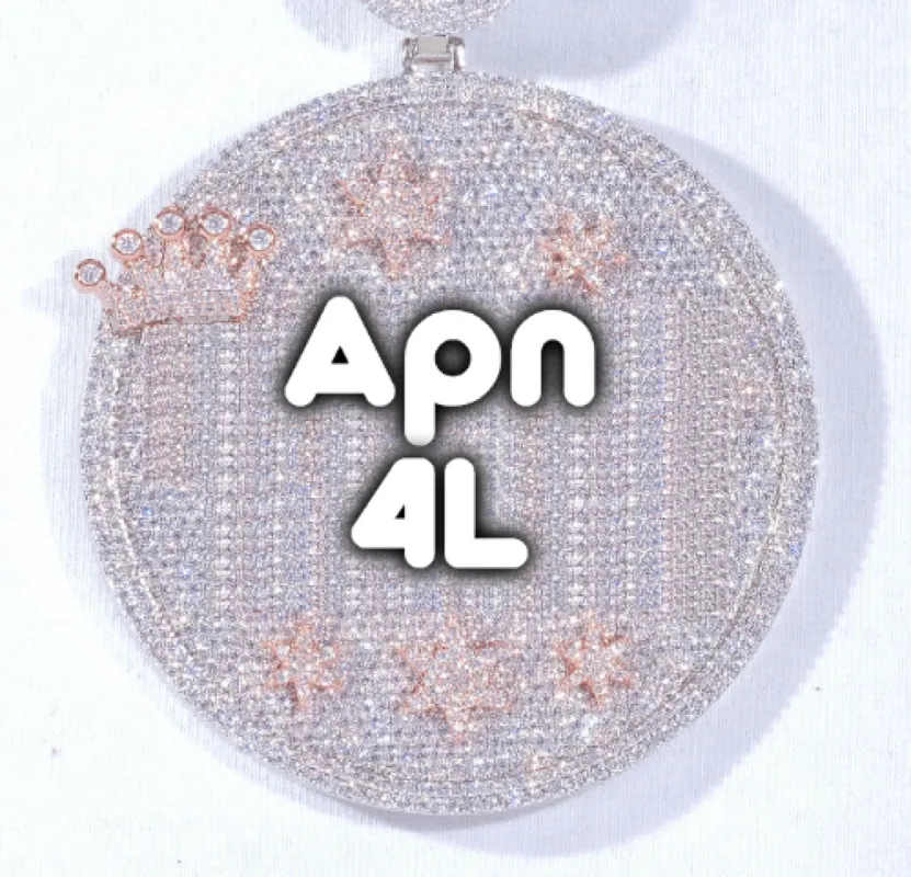 CUSTOM LETTER NECKLACE 3D BIG CROWN DISC sold by The GUU Shop