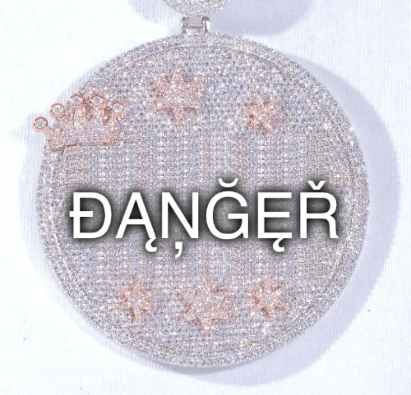 CUSTOM LETTER NECKLACE 3D BIG CROWN DISC sold by The GUU Shop