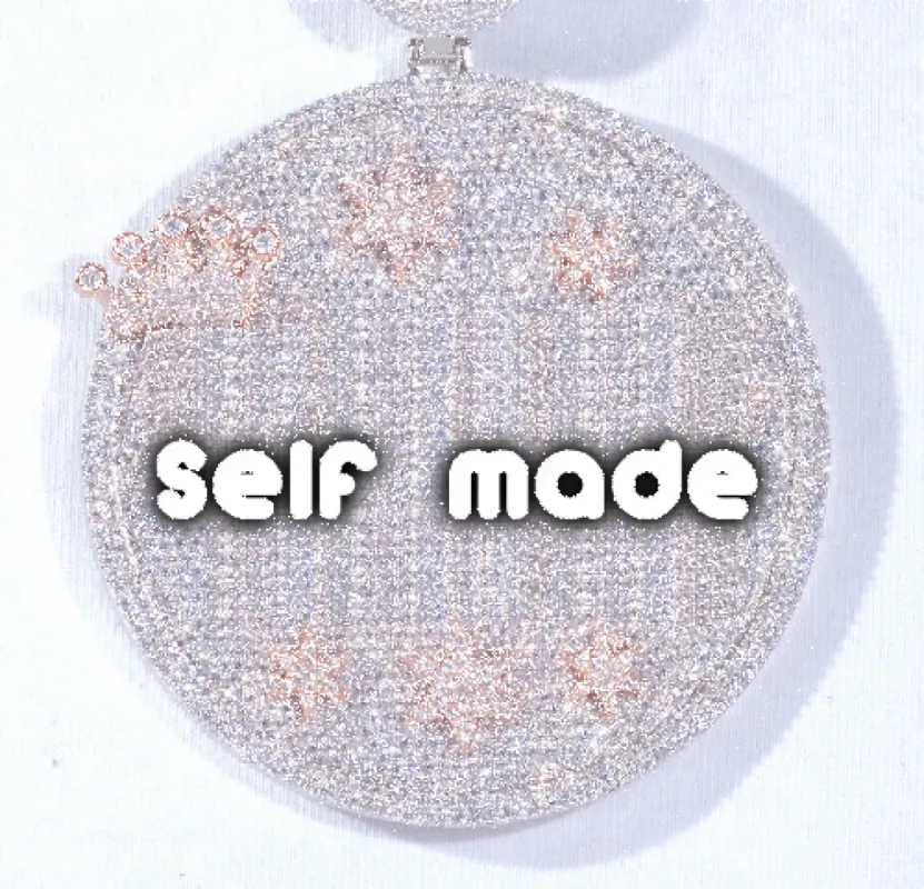 CUSTOM LETTER NECKLACE 3D BIG CROWN DISC sold by The GUU Shop