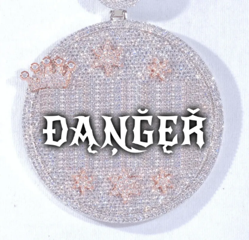 CUSTOM LETTER NECKLACE 3D BIG CROWN DISC sold by The GUU Shop