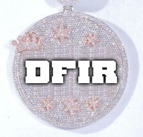 CUSTOM LETTER NECKLACE 3D BIG CROWN DISC sold by The GUU Shop