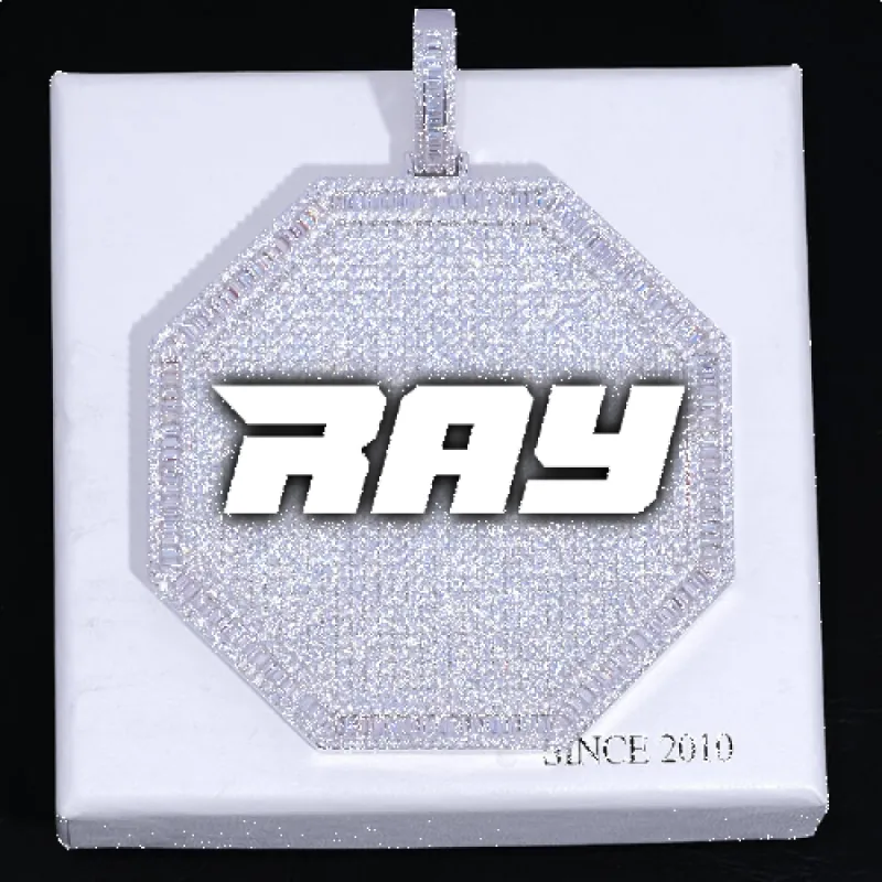 CUSTOM LETTER NECKLACE 3D BIG OCTAGON sold by The GUU Shop