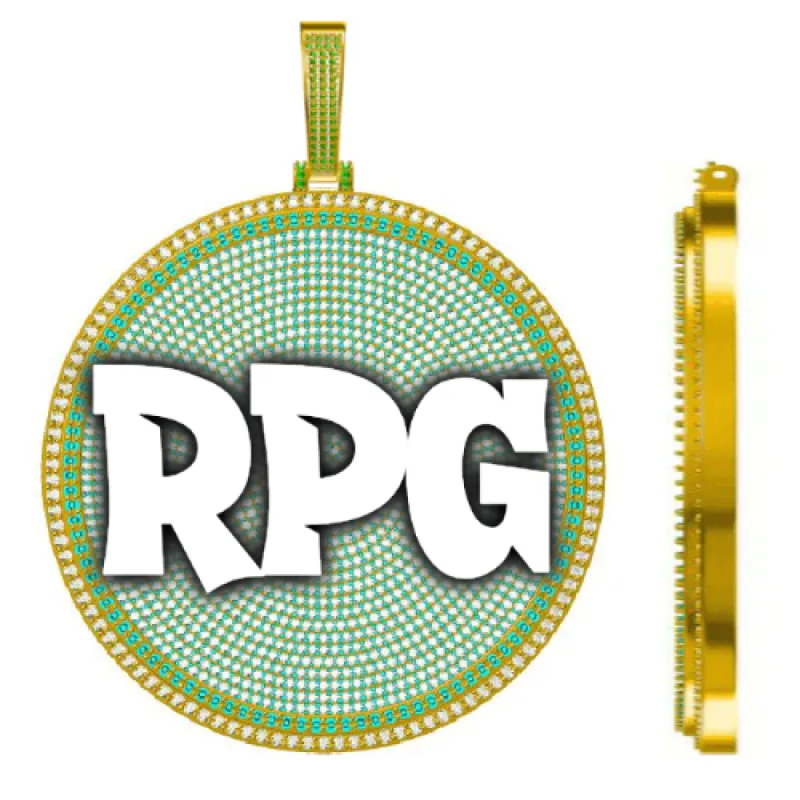 CUSTOM LETTER NECKLACE 3D BIG DISC sold by The GUU Shop